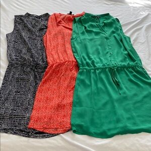 BUNDLE Three Women's Sleeveless Dresses - Black, Orange, Green